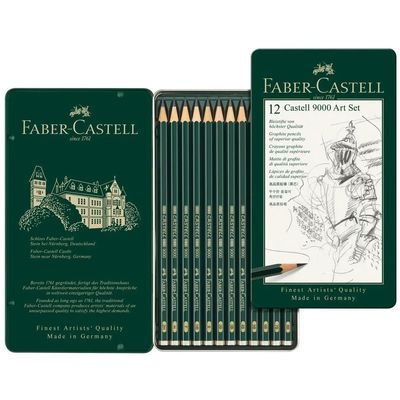 Faber Castell 9000 Art Set 12 Graphite Pencils with Tin Case