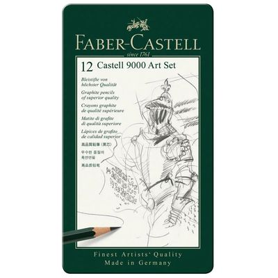 Faber Castell 9000 Art Set 12 Graphite Pencils with Tin Case