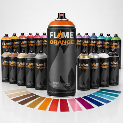Flame Orange Spray Paint High Output Acrylic Matte for Graffiti 400ml