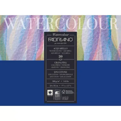 Fabriano Watercolour Pad 300gsm 25% Cotton 24x32cm Cold Press
