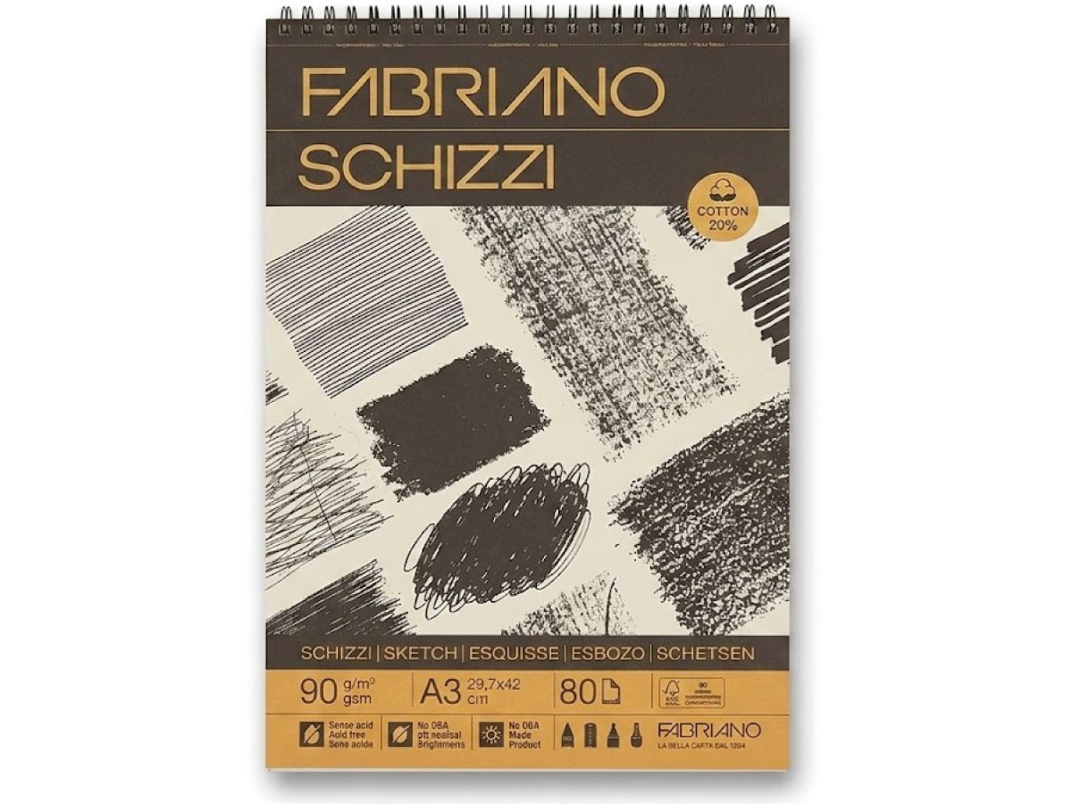 Fabriano Schizzi Sketch Pad A3 90gsm 80 Sheets Spiral