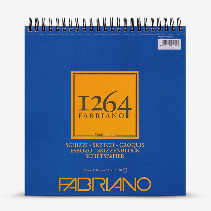 Fabriano 1264 Sketch Spiral Pad 30x30cm 90gsm 120 Sheets