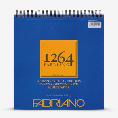 Fabriano 1264 Sketch Spiral Pad 30x30cm 90gsm 120 Sheets
