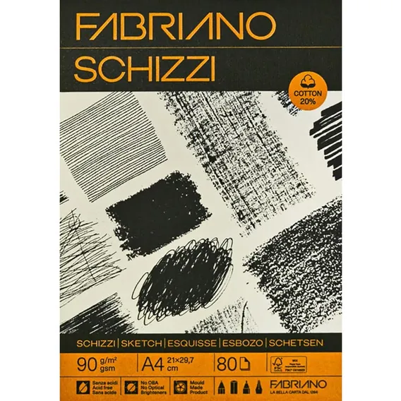 Fabriano Schizzi Sketch Pad A4 90gsm 80 Sheets