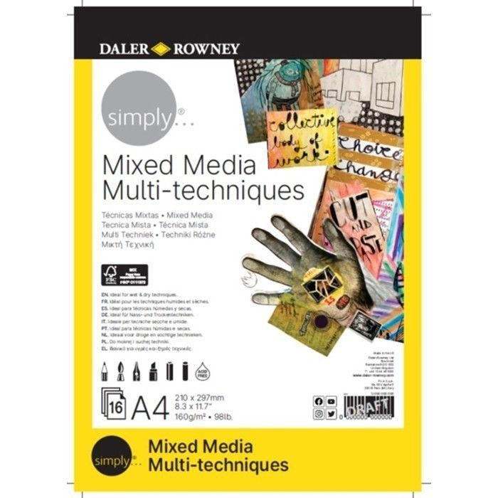 Daler Rowney Simply Mixed Media Pad A4 160gsm 16 Sheets