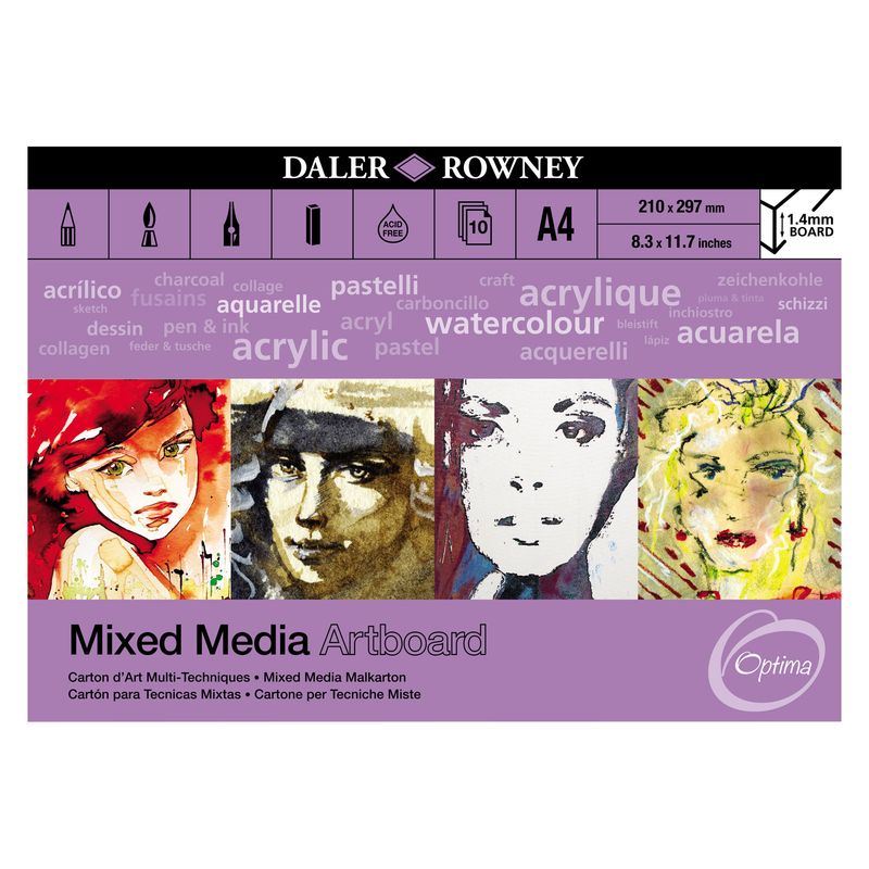 Daler Rowney Mixed Media Artboards A4 1.4mm 10 Sheets