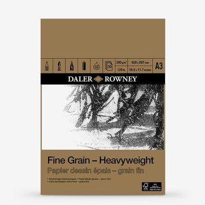Daler Rowney Fine Grain Heavyweight Pad A3 200gsm 30 Sheets