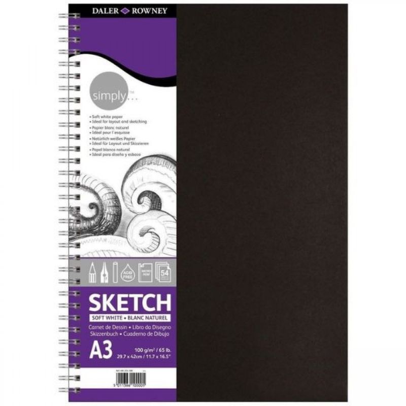 Daler Rowney Simply Wirebound Sketchbook A3 54 Sheets