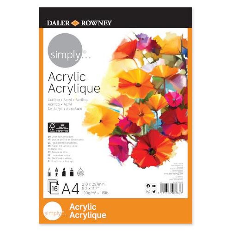 Daler Rowney Simply Acrylic Paper Pad A4 190gsm