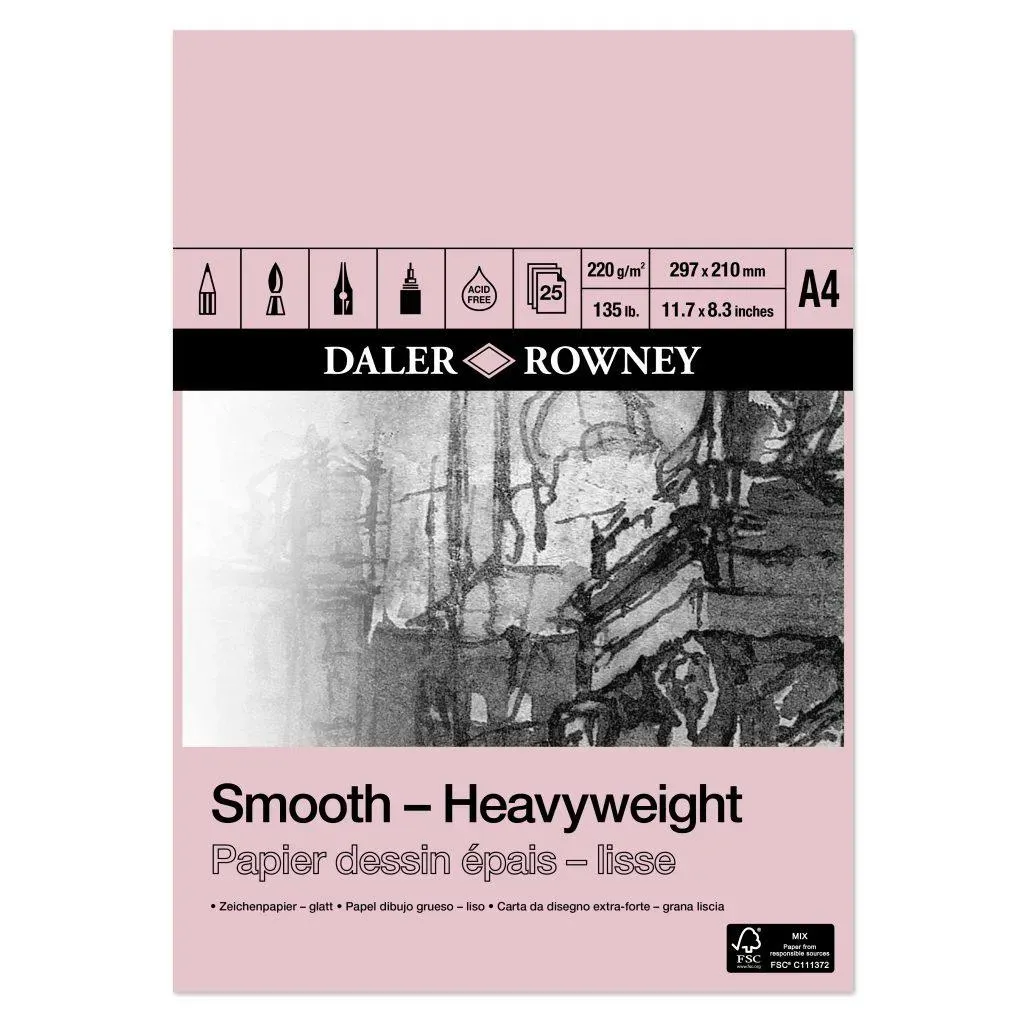 Daler Rowney Smooth Heavyweight Pad 220gsm 25 Sheets