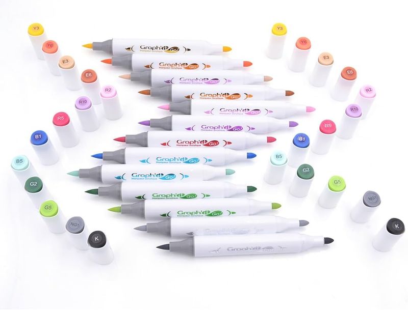 Graph'It Go Double Tip Acrylic Markers Brush &amp; Bullet