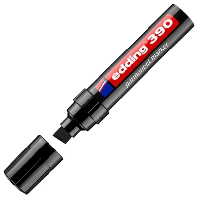 Edding 390 Black Permanent Marker 4-12mm Chisel Tip