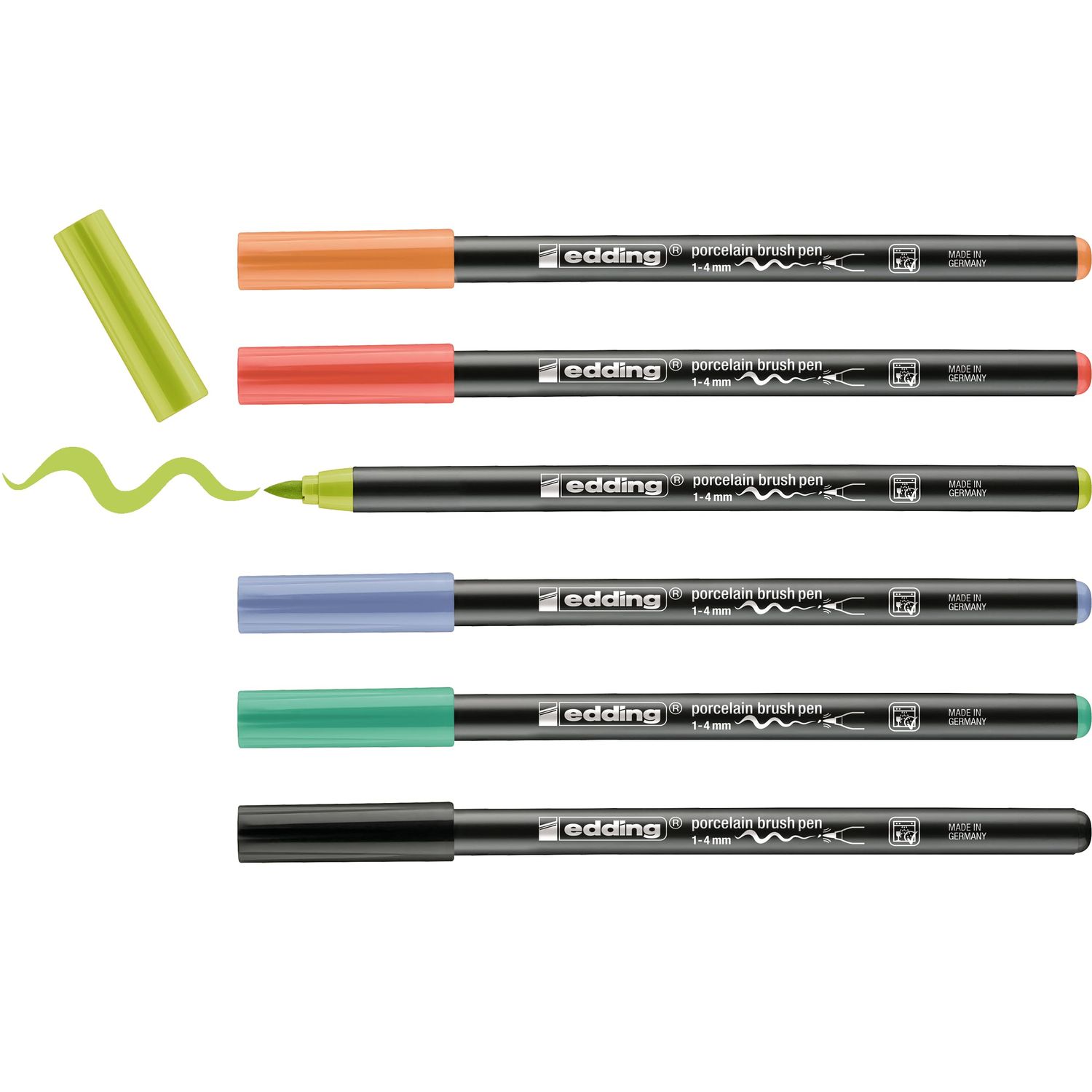 Edding 4200 Porcelain Brush Pen Pastel Set 6 Colours 1-4mm