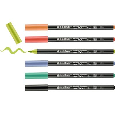 Edding 4200 Porcelain Brush Pen Pastel Set 6 Colours 1-4mm