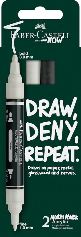 Faber-Castell Multimark Acrylic Dual Marker Set Black &amp; White