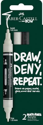 Faber-Castell Multimark Acrylic Dual Marker Set Black & White Faber-Castell Multimark Acrylic Dual Marker Set Black & White