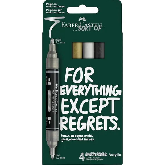 Faber-Castell Multimark Acrylic Dual Tip Marker Set of 4
