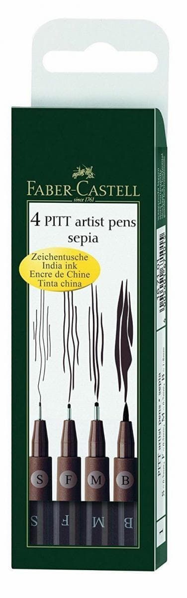 Faber-Castell Pitt Artist Pen Sepia Set of 4