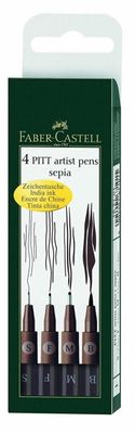 Faber-Castell Pitt Artist Pen Sepia Set of 4
