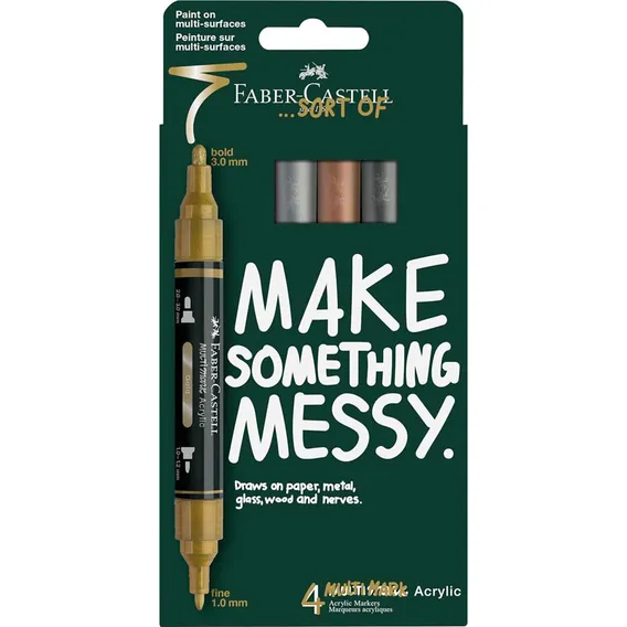 Faber-Castell Multimark Acrylic Dual Tip Marker Set of 4