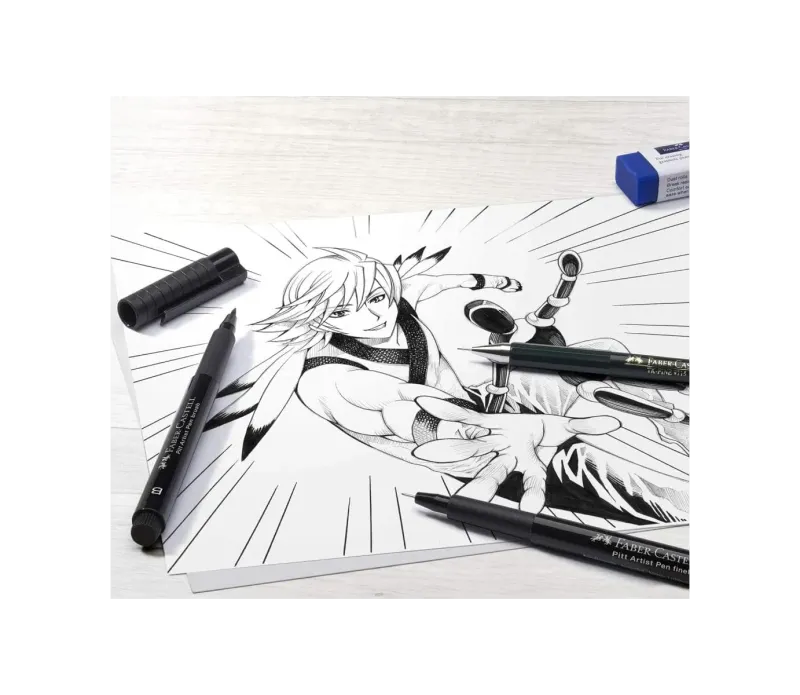 Faber-Castell Pitt Manga Black Artist Pen Set of 4