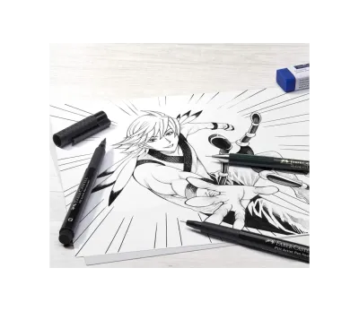 Faber-Castell Pitt Manga Black Artist Pen Set of 4