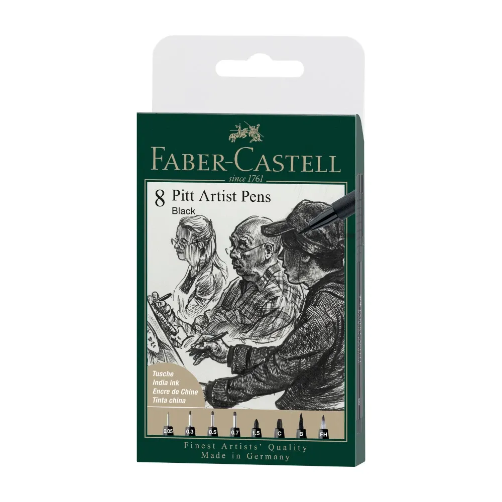 Faber-Castell Pitt Artist Pen Black Set of 8 Faber-Castell Pitt Artist Pen Black Set of 8