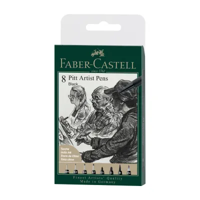 Faber-Castell Pitt Artist Pen Black Set of 8