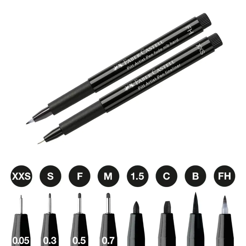 Faber-Castell Pitt Artist Pen Black Set of 8