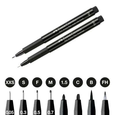 Faber-Castell Pitt Artist Pen Black Set of 8
