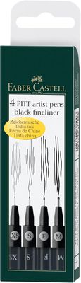 Faber-Castell Pitt Artist Pen Black Set of 4 XS/S/F/M
