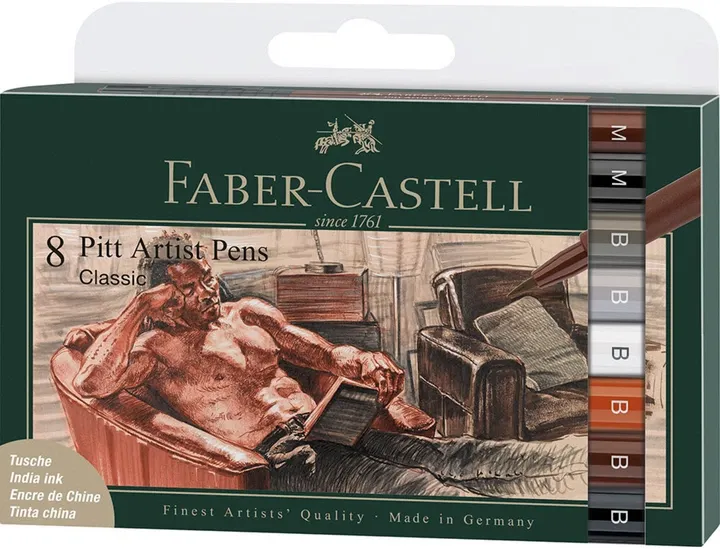 Faber-Castell Pitt Artist Pen Black Classic Set of 8
