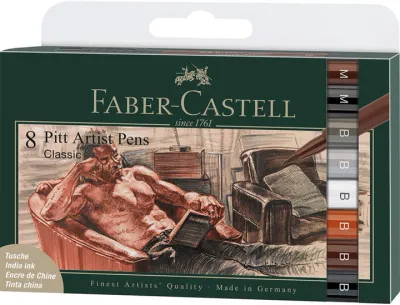 Faber-Castell Pitt Artist Pen Black Classic Set of 8