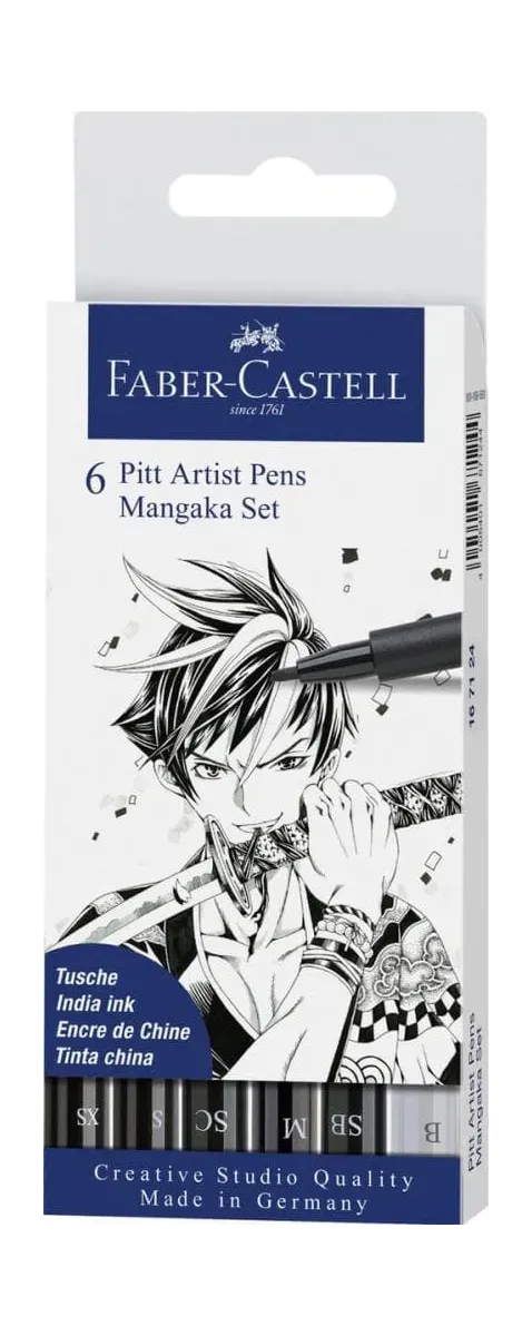 Faber-Castell Pitt Artist Manga Set of 6 Black &amp; Grey