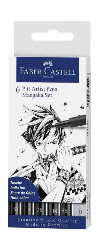 Faber-Castell Pitt Artist Manga Set of 6 Black &amp; Grey
