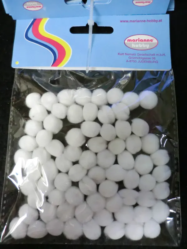 White Pom Poms 10mm