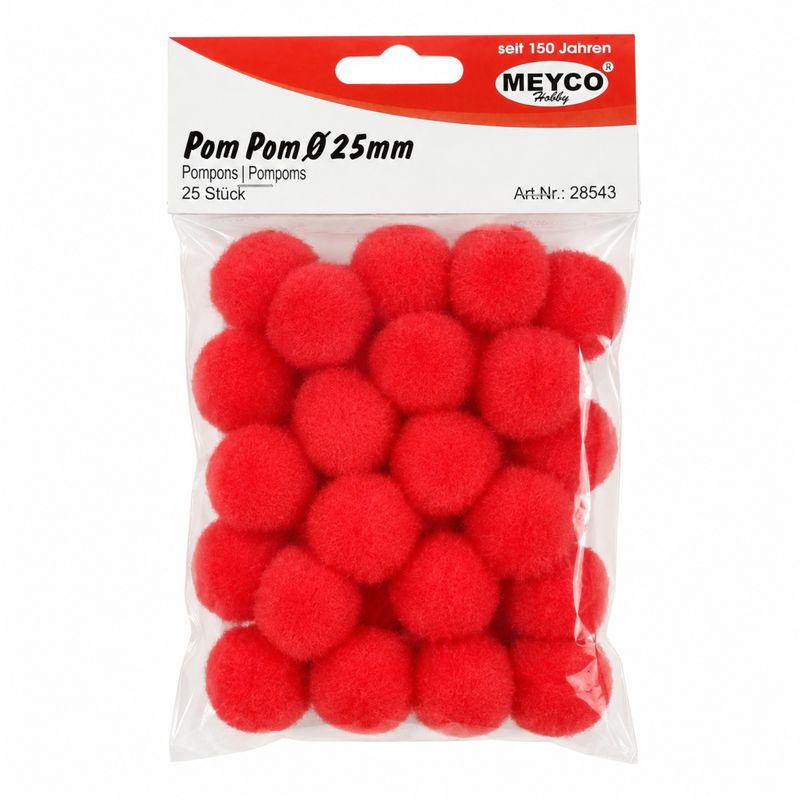 Ex-Hobby Red Pom Poms 25mm 25 Pieces