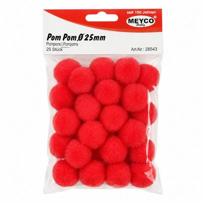Ex-Hobby Red Pom Poms 25mm 25 Pieces
