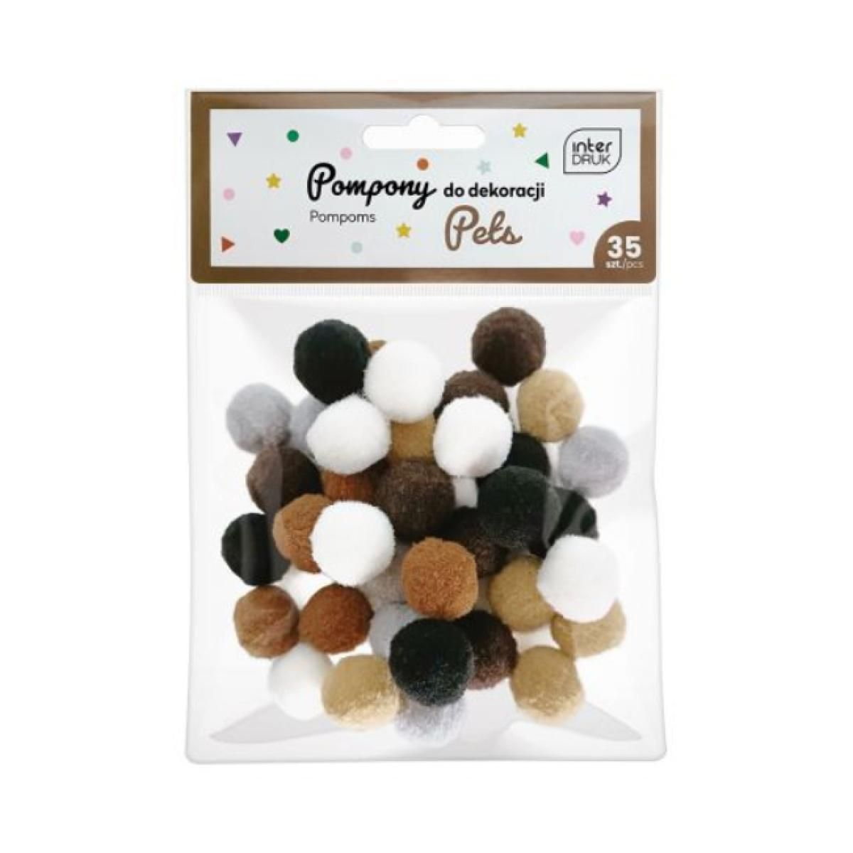 Interdruk Natural Color Pom Poms 35 Pieces