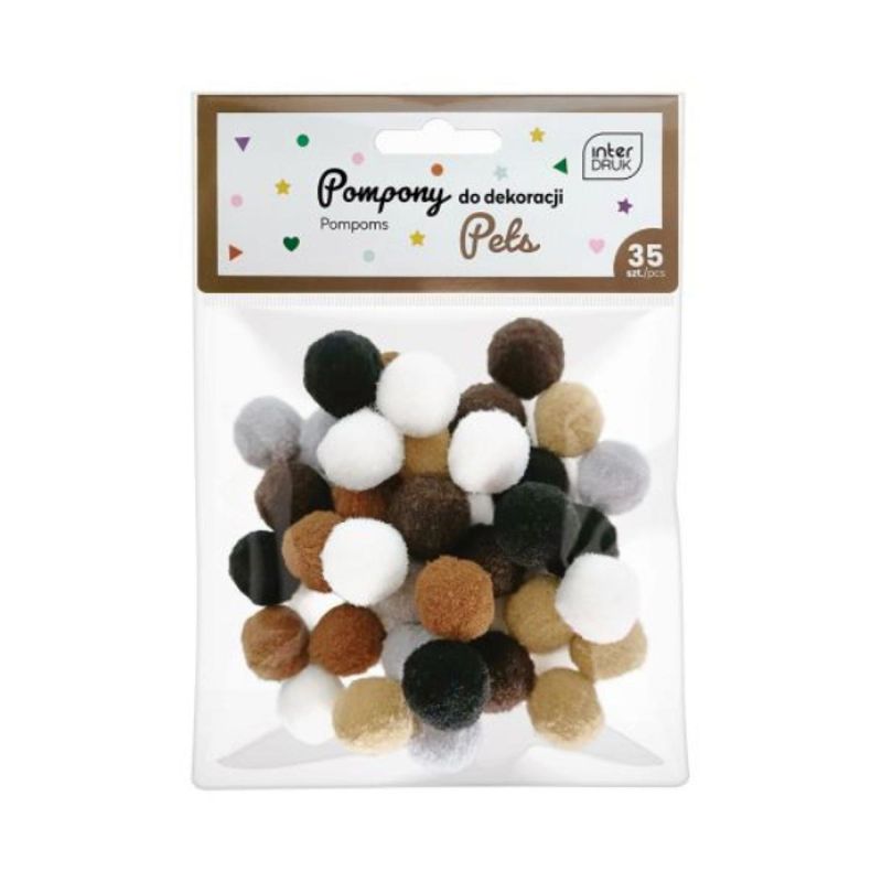 Interdruk Natural Color Pom Poms 35 Pieces