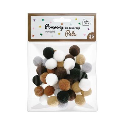 Interdruk Natural Color Pom Poms 35 Pieces