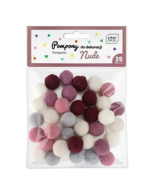 Interdruk Nude Color Pom Poms 35 Pieces