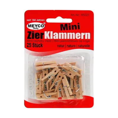 Meyco Mini Wooden Craft Pegs Natural 25 Pieces