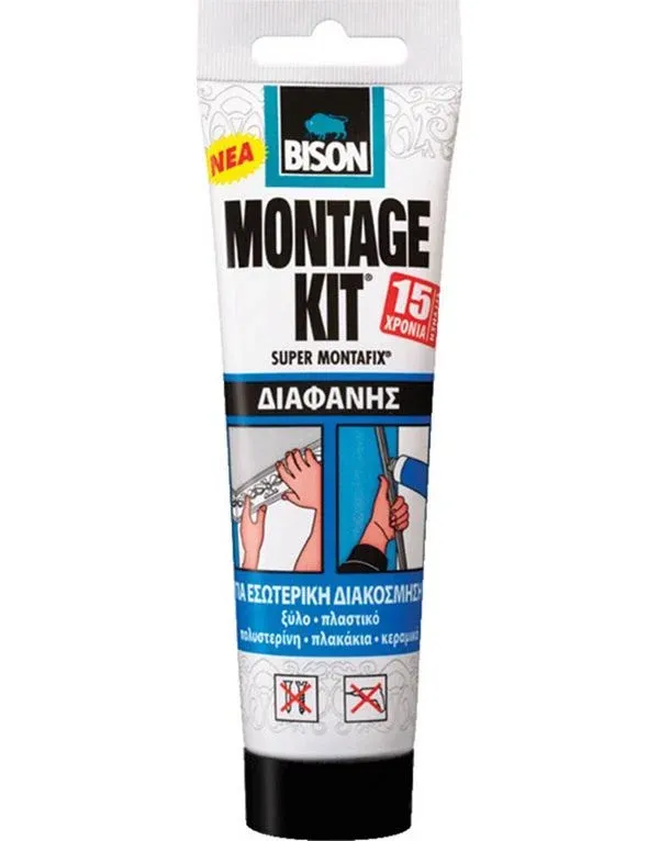 Bison Montage Kit Transparent Mounting Adhesive 150g