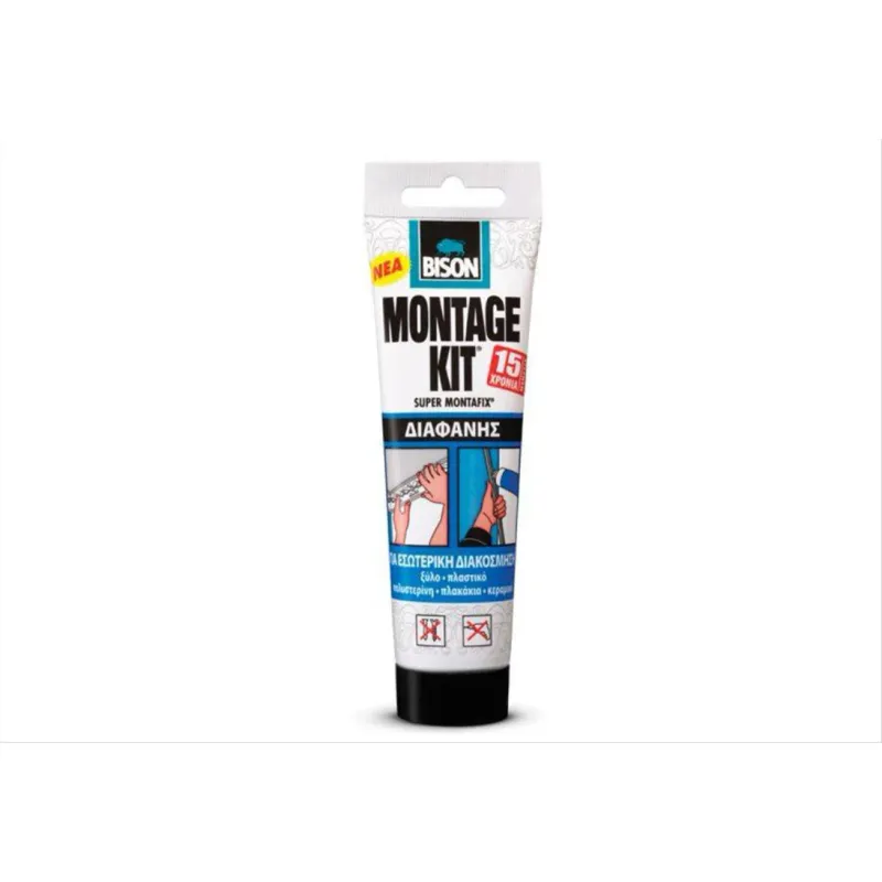 Bison Montage Kit Transparent Mounting Adhesive 150g