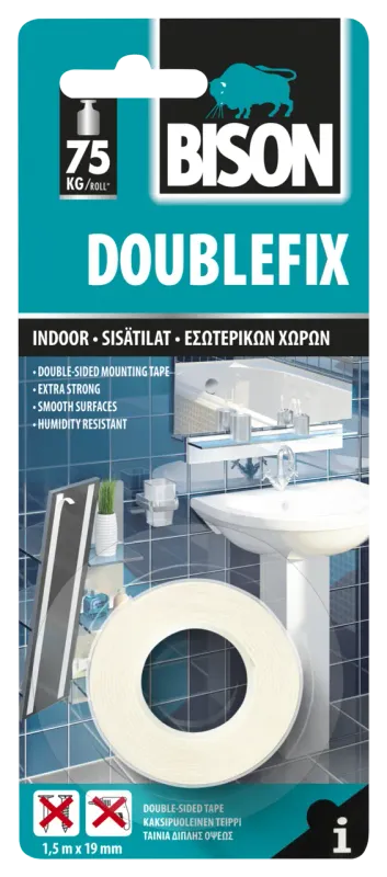 Bison DoubleFix Indoors Double-Sided Mounting Tape 19mm x 1.5m