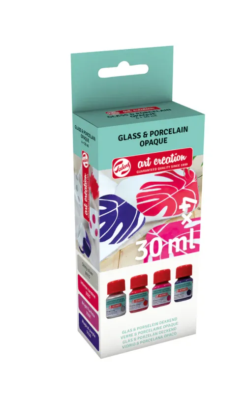 Talens Art Creation Glass &amp; Porcelain Opaque Set Pink Silver 4 x 30 ml