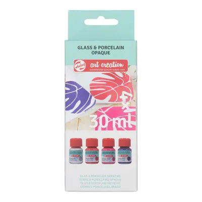 Talens Art Creation Glass &amp; Porcelain Opaque Set Pink Silver 4 x 30 ml