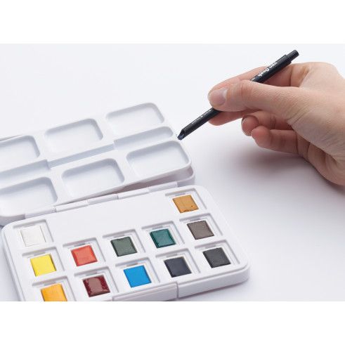 Talens Van Gogh Watercolour Pocket Box 12 Half Pans with Brush