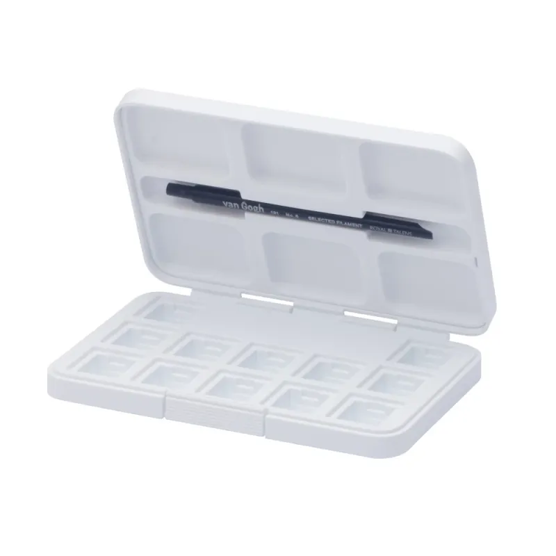 Talens White Empty Watercolour Box for 12 Half Pans with Brush Talens White Empty Watercolour Box for 12 Half Pans with Brush
